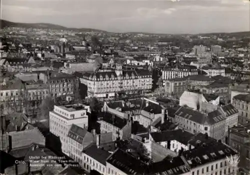 Ak Oslo Norwegen, Aussicht von dem Rathaus