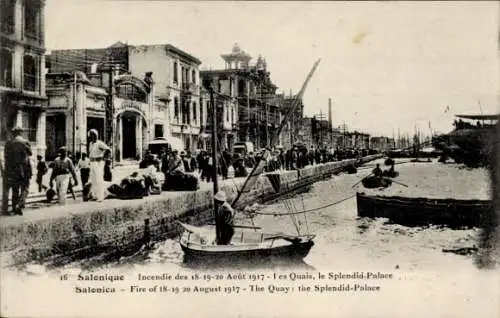 Ak Saloniki Thessaloniki Griechenland, Brand 1917, Splendid Palace
