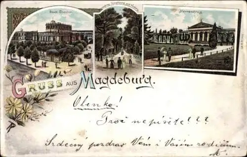 Litho Magdeburg in Sachsen Anhalt, Stadttheater, Herrenkrug