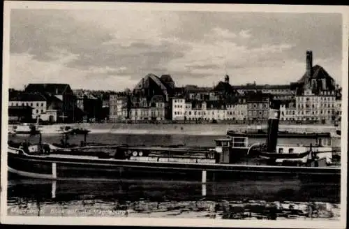 Ak Magdeburg an der Elbe, Blick auf Alt-Magdeburg, Schiff