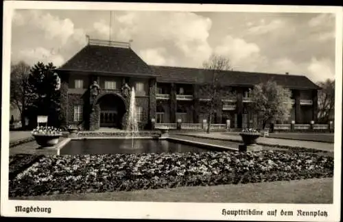 Ak Magdeburg an der Elbe, Haupttribüne auf dem Rennplatz