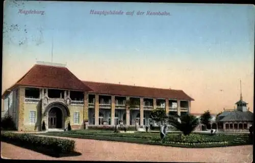 Ak Magdeburg, Hauptgebäude auf der Rennbahn