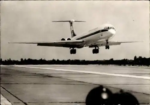 Ak Passagierflugzeug Iljuschin IL-62, Interflug, Turbinenluftstrahlverkehrsflugzeug