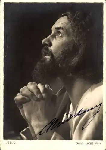 Ak Passionsspiele Oberammergau 1934, Jesus-Darsteller Alois Lang, Portrait, Autogramm