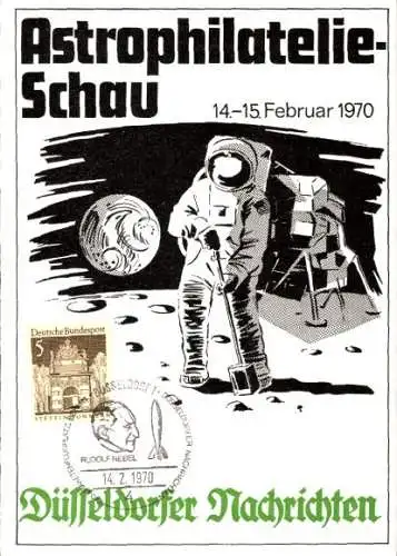 Künstler Ak Astrophilatelieschau, 14.-15. Februar 1970, Düsseldorfer Nachrichten