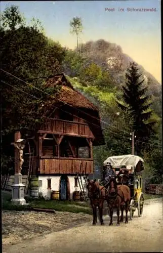 Ak Post im Schwarzwald, Postkutsche, Wohnhaus