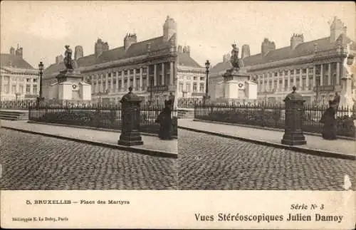 Stereo Ak Brüssel, Märtyrerplatz, Denkmal