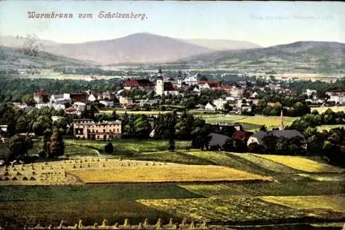 Ak Cieplice Śląskie Zdrój Bad Warmbrunn Riesengebirge Schlesien, Panorama vom Scholzenberg