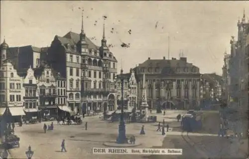 Ak Bonn am Rhein, Marktplatz, Rathaus, Denkmal