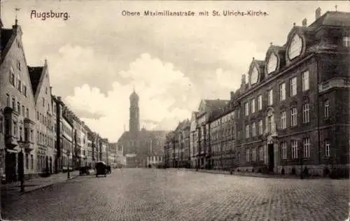 Ak Augsburg in Schwaben, Obere Maximilianstraße, St. Ulrichs-Kirche