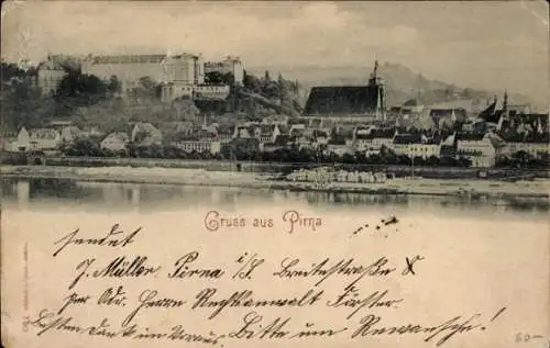 Ak Pirna an der Elbe, Teilansicht