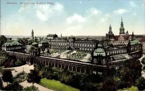 Ak Dresden Altstadt, Königlicher Zwinger, Blick von Weber's Hotel