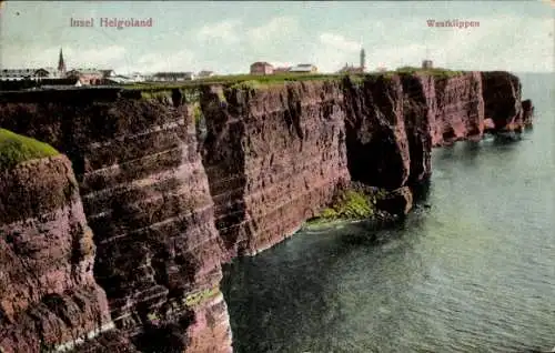 Ak Nordseeinsel Helgoland, Teilansicht, Westklippen