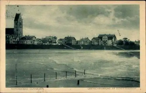 Ak Nordseebad Döse Cuxhaven, Überschwemmung, Döser Seedeich