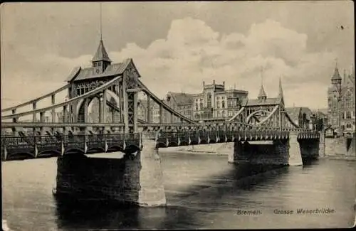 Ak Hansestadt Bremen, Große Weserbrücke