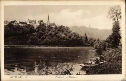 Ak Wetter an der Ruhr, Freiheit, Harkort, Ruderboot