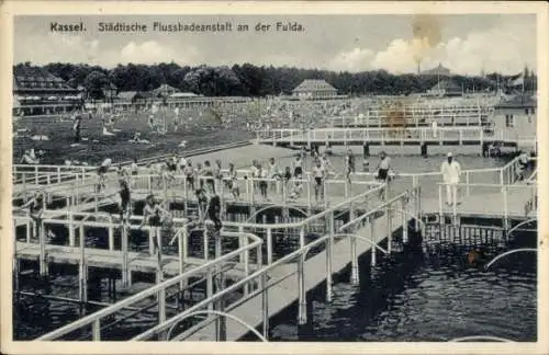 Ak Kassel in Hessen, Städtische Flussbadeanstalt an der Fulda