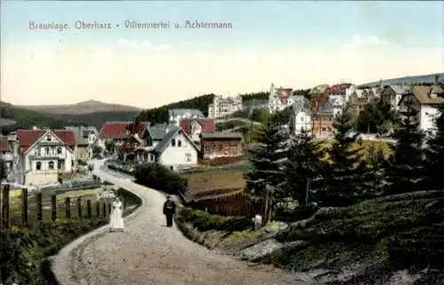 Ak Braunlage Oberharz, Blick auf das Villenviertel und Achtermann