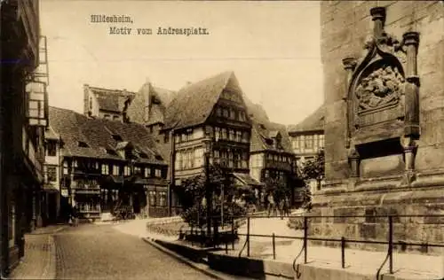 Ak Hildesheim in Niedersachsen, Andreasplatz, Fachwerkhäuser