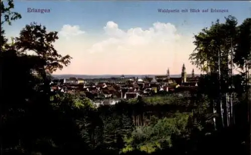 Ak Erlangen in Mittelfranken Bayern, Teilansicht, Waldpartie