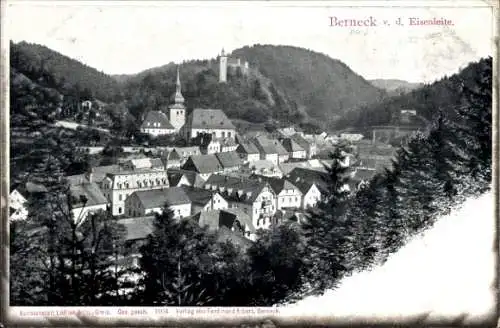 Ak Bad Berneck im Fichtelgebirge Bayern, Gesamtansicht von der Eisenleite aus