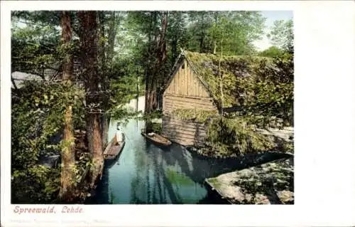 Ak Lehde Lübbenau im Spreewald, Partie im Spreewald, Boot