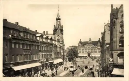 Ak Erfurt in Thüringen, Anger, Turm, Straße, Straßenbahn, Weinrestaurant Kaiserplatz, Geschäfte