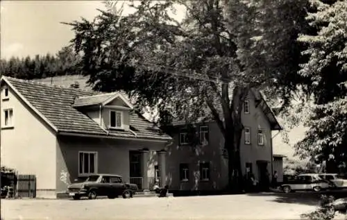 Ak Schnellbach Floh Seligenthal in Thüringen, Berggaststätte Nesselhof, Autos