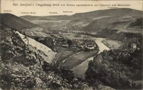 Ak Saalfeld an der Saale Thüringen, Panorama, Gleitsch, Laasener Kulm, Obernitz, Reschwitz