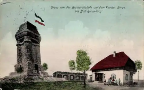 Ak Reust Rückersdorf in Thüringen, Reuster Berg, Bismarcksäule bei Ronneburg