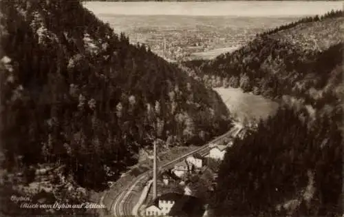 Ak Oybin in der Oberlausitz, Panorama, Blick vom Oybin auf Zittau