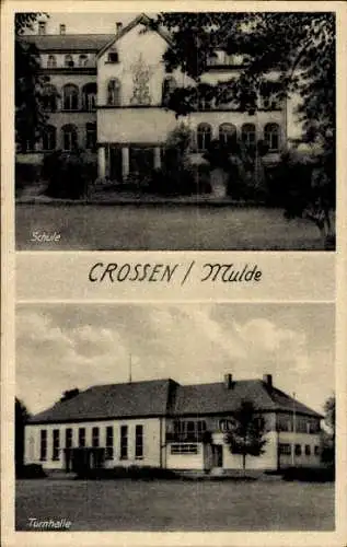 Ak Crossen an der Mulde Zwickau Sachsen, Schule, Turnhalle