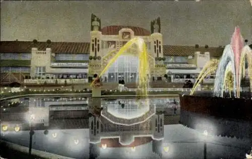 Ak Zwickau in Sachsen, Illumination des Portals der Haupthalle, Industrieausstellung 1906