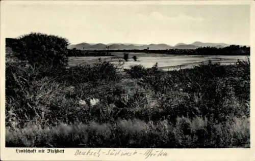 Ak Namibia Deutsch Südwest Afrika, Landschaft mit Flussbett