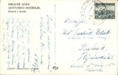 Ak Potstyn Potštejn Region Königgrätz, Adlergebirge, Panorama