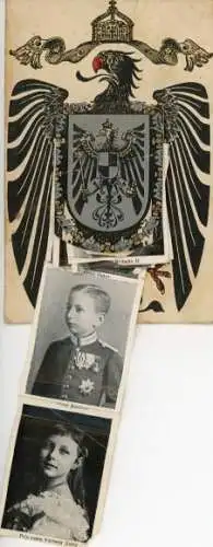 Leporello Wappen Ak Deutsches Kaiserhaus, Kaiser Wilhelm II., Kaiserin Auguste Viktoria