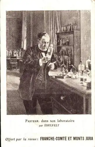 Künstler Ak Edelfelt, Pasteur, in seinem Labor Reklame, angeboten von der Zeitschrift Franche-Comte