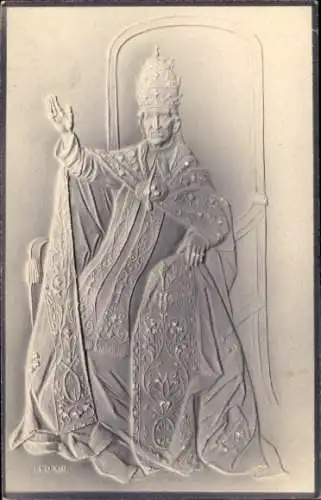 Präge Ak Papst Leo XIII., Porträt, Tiara, Thron