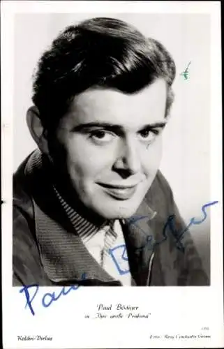 Ak Schauspieler Paul Bösiger, Portrait, Ihre große Prüfung, Autogramm