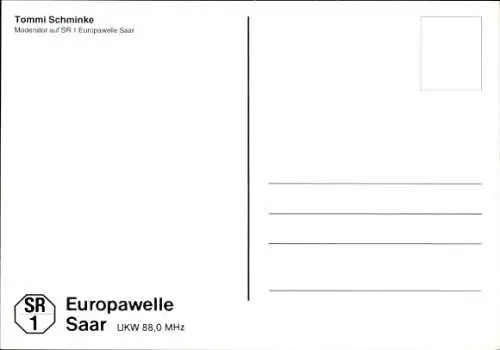 Ak Schauspieler Tommi Schminke, Portrait, Moderator, SR1, Kopfhörer, Autogramm