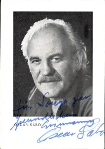 Ak Schauspieler Oscar Sabo, Portrait, Autogramm