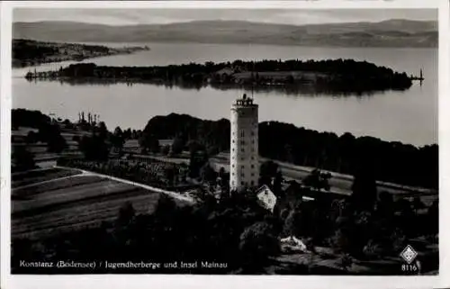 Ak Konstanz am Bodensee, Fliegeraufnahme, Jugendherberge, Insel Mainau