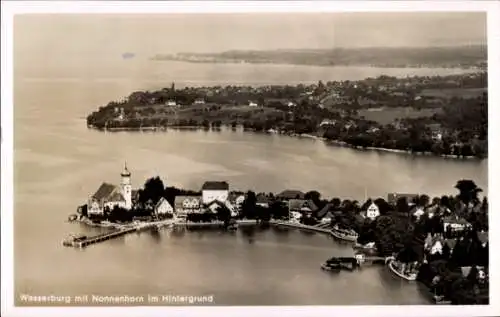 Ak Wasserburg am Bodensee Schwaben, Fliegeraufnahme Ort mit Nonnenhorn