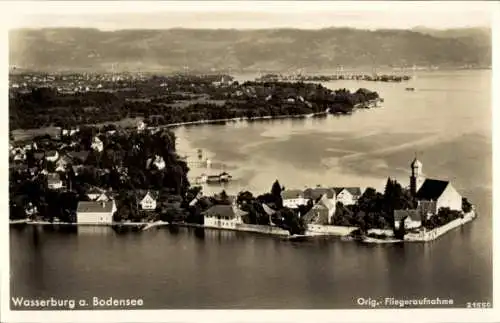 Ak Wasserburg am Bodensee Schwaben, Fliegeraufnahme