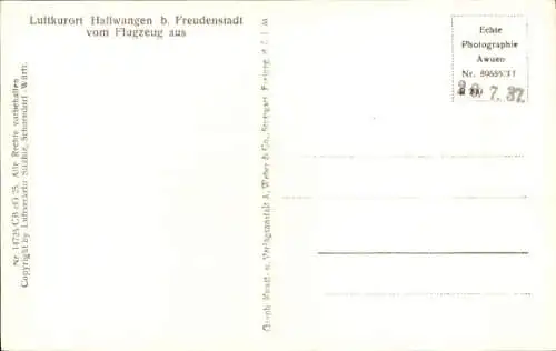 Ak Hallwangen Dornstetten im Schwarzwald Württemberg, Fliegeraufnahme