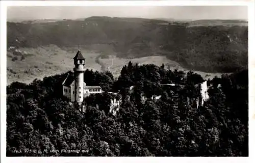 Ak Owen unter Teck Württemberg, Fliegeraufnahme Burg Teck