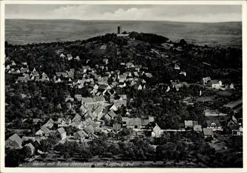 Ak Weiler Sinsheim in Baden, Burg Steinsberg, Fliegeraufnahme