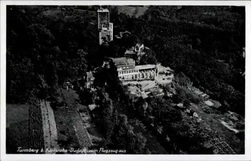 Ak Durlach Karlsruhe in Baden, Fliegeraufnahme Turmberg