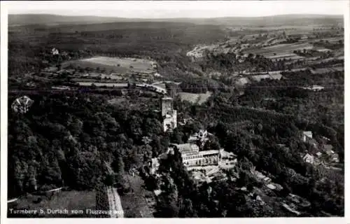 Ak Durlach Karlsruhe in Baden, Fliegeraufnahme Turmberg