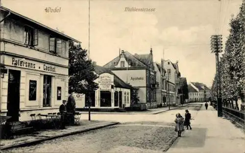 Ak Wedel an der Elbe, Mühlenstraße, Patersens Gasthof, Apotheke